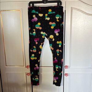 LuLaRoe Women’s y’all and Curvy leggings, Mini with Multicolor Pattern on Black
